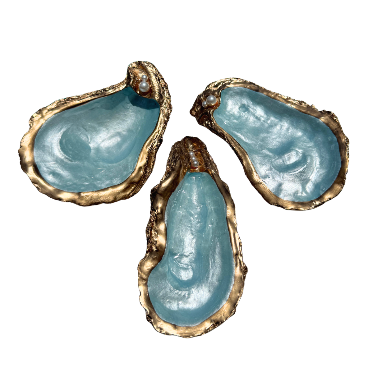 Light Blue Pearlescent Blue Oyster Dish