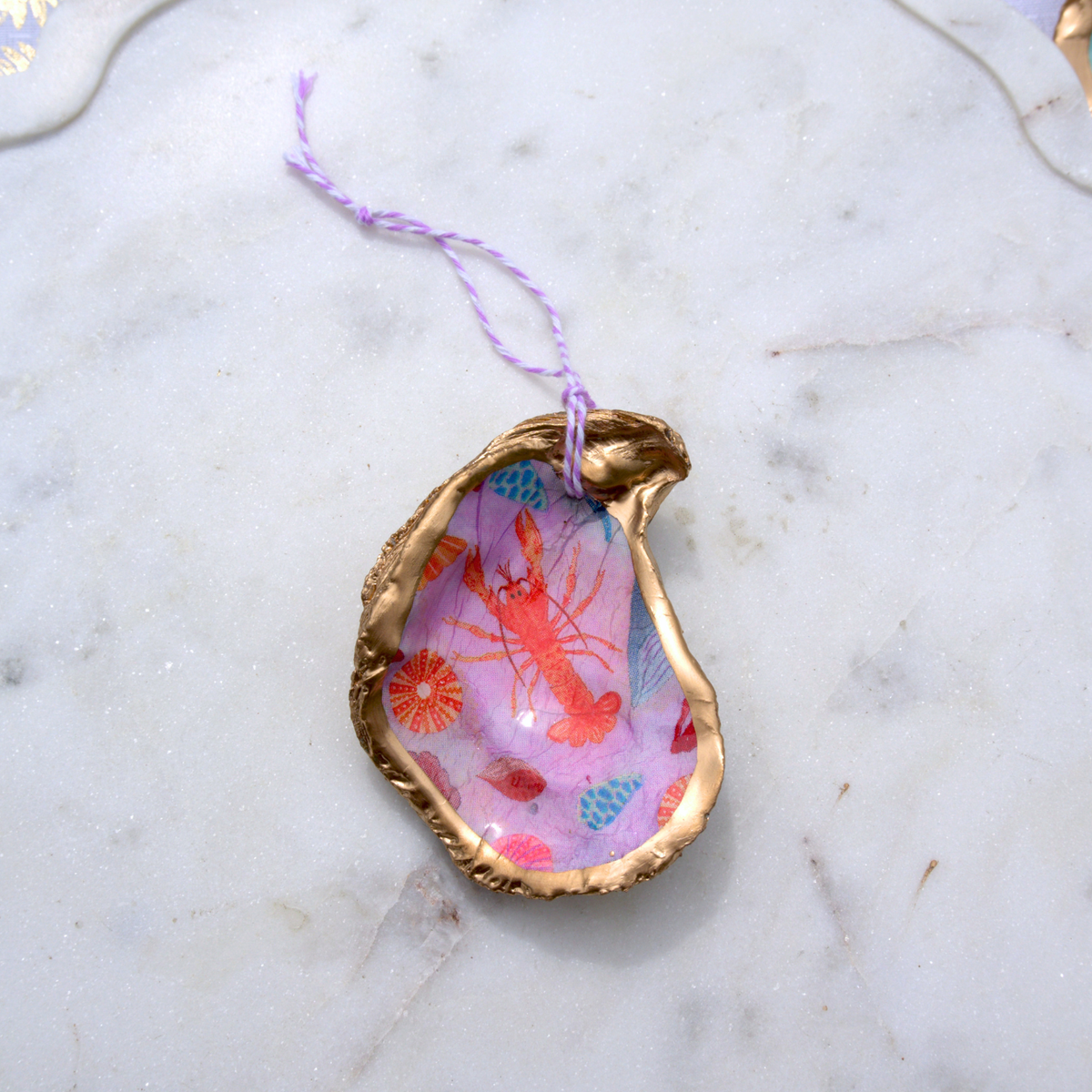 Under the Sea Lobster Oyster Ornament