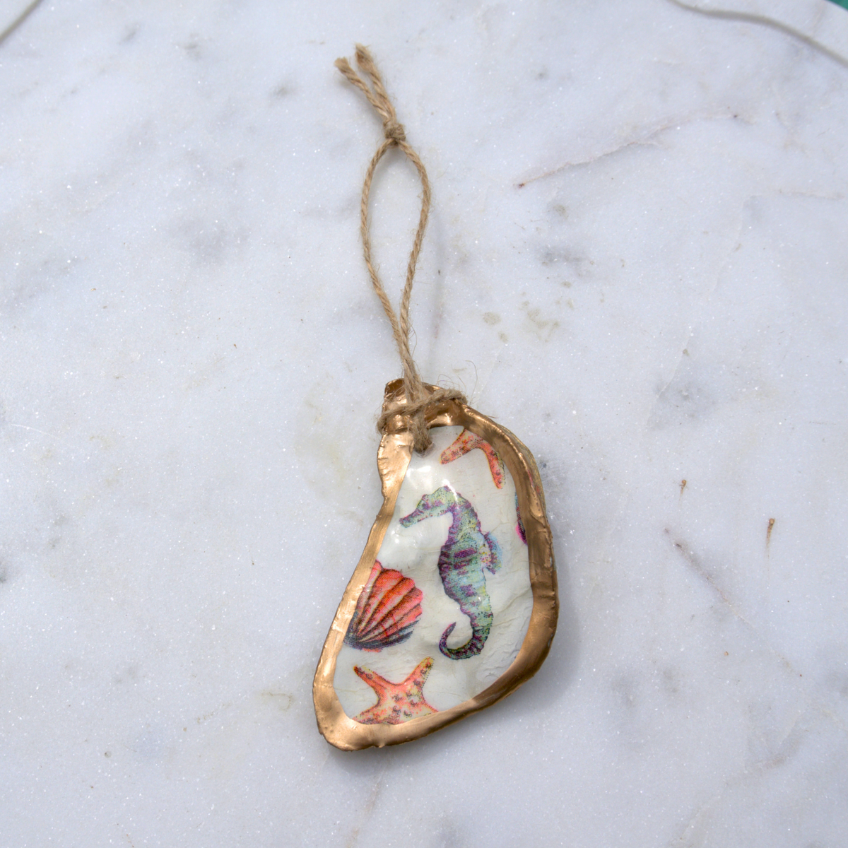 Coastal Seahorse Oyster Ornament