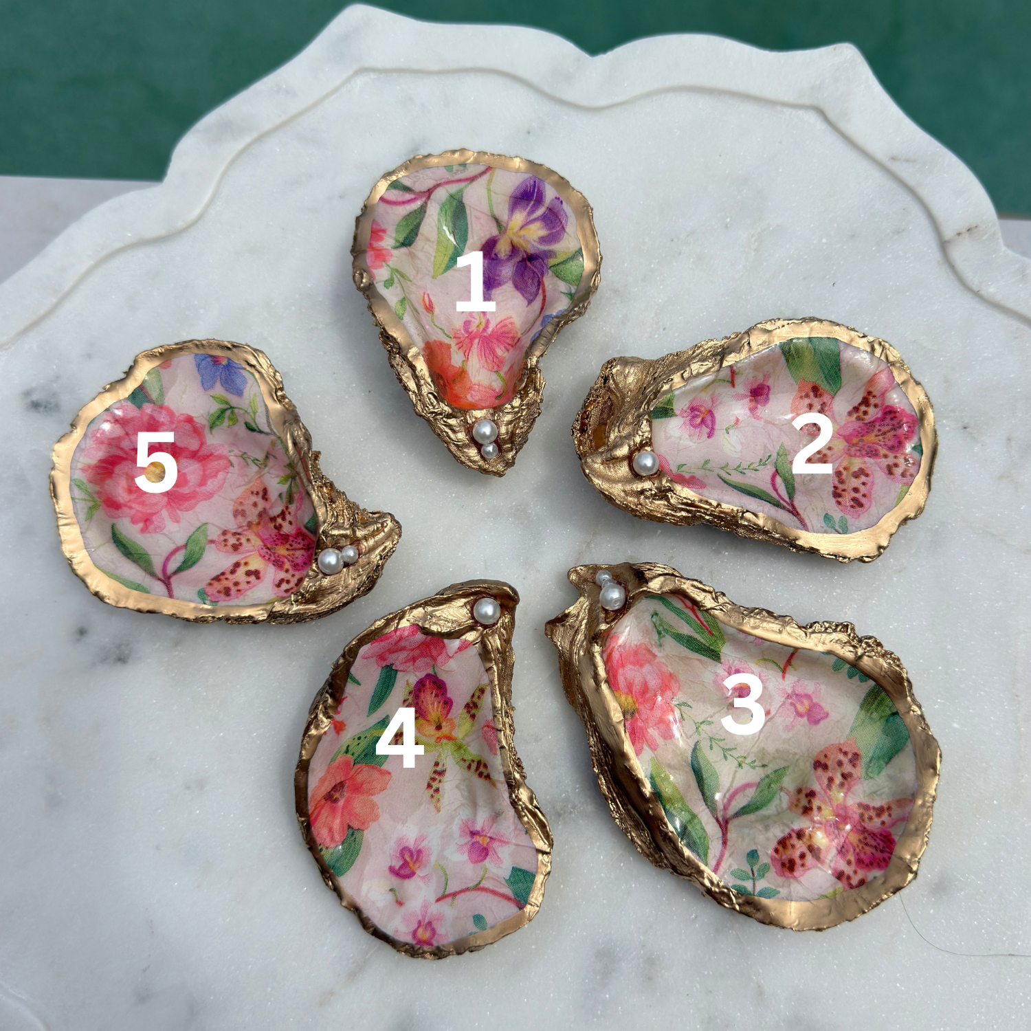 Floral Oyster Shell Dish