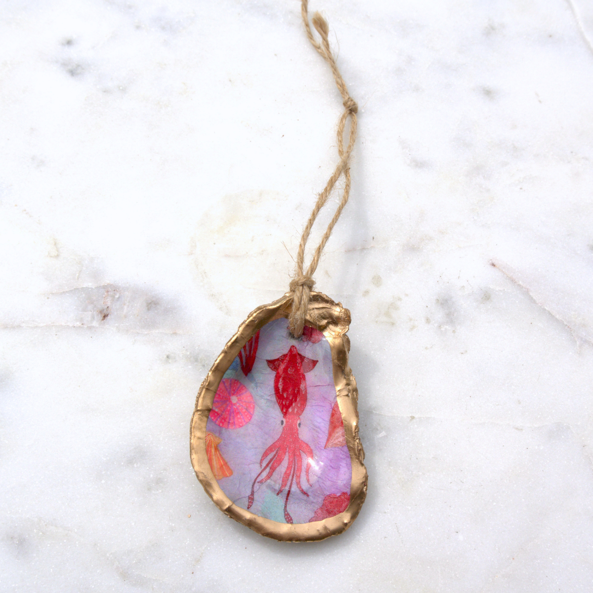 Under the Sea Squid Oyster Ornament