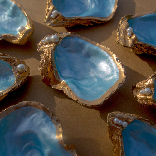 Blue Metallic Shell Jewelry Holders
