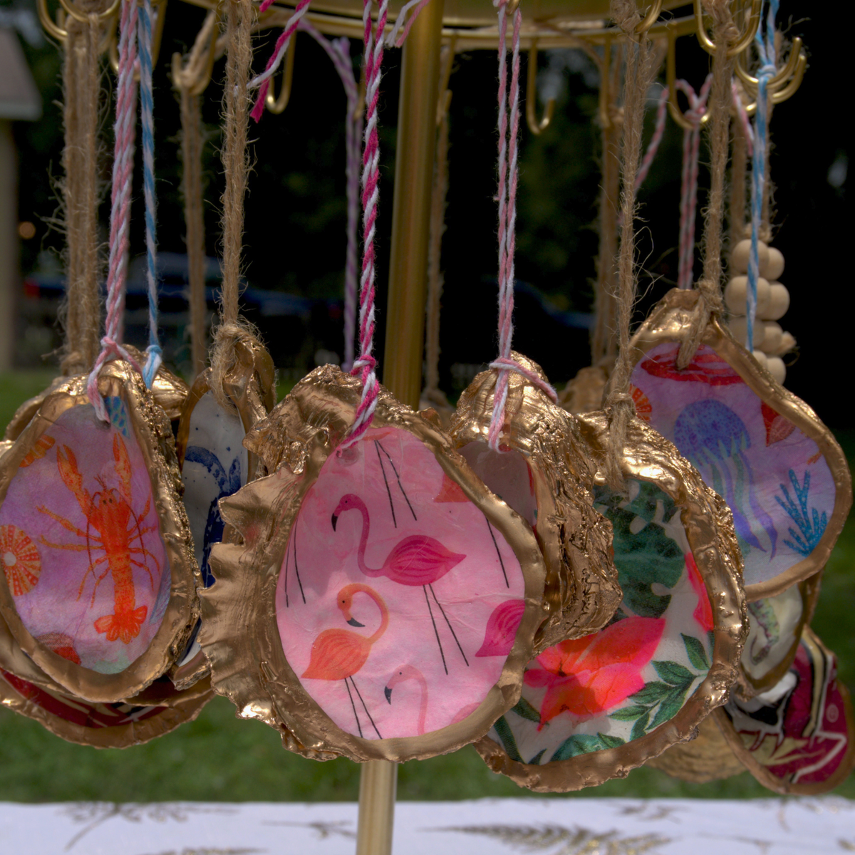 Pink Flamingo Oyster Ornament
