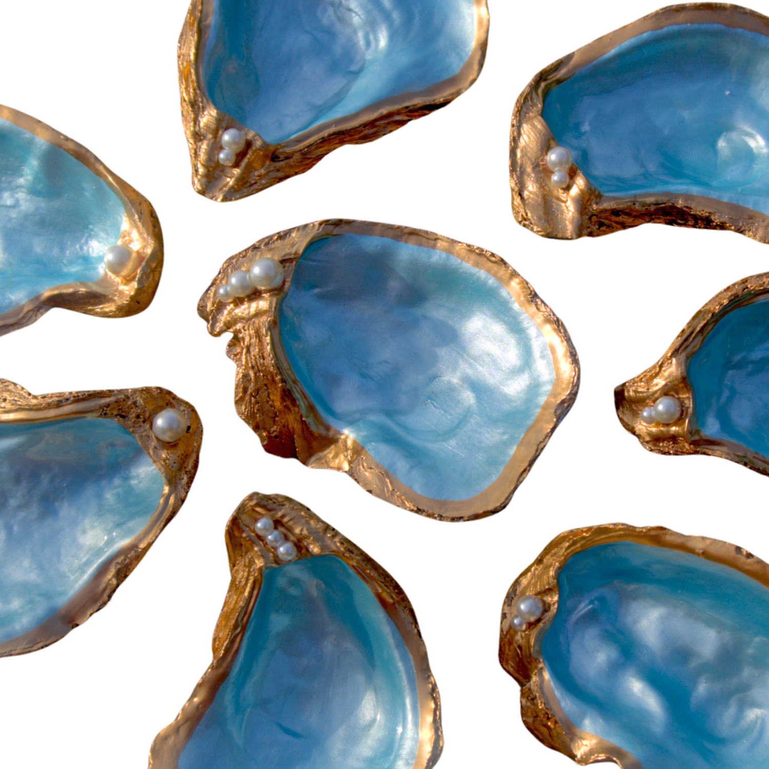Blue Metallic Shell Jewelry Holders